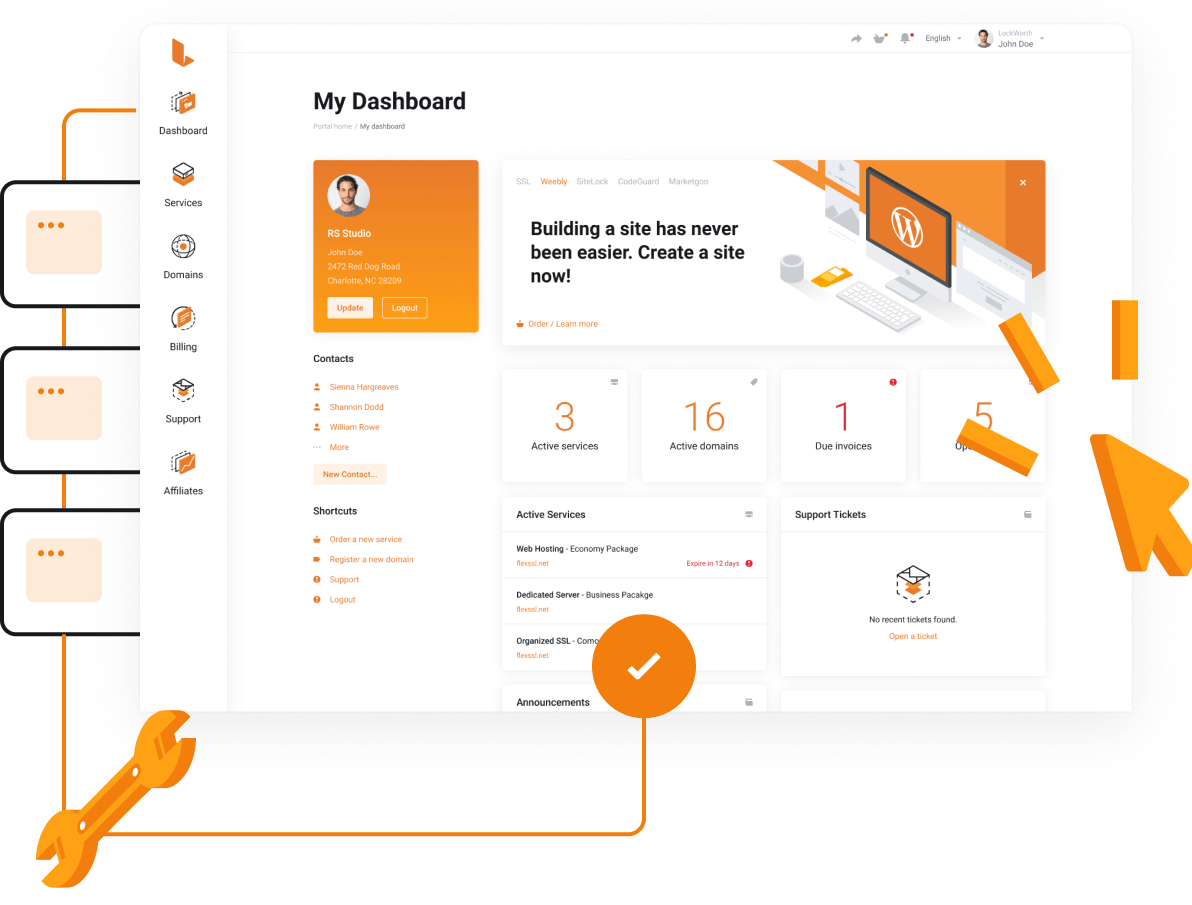 Hosting & Server für E-Commerce und B2B - Einfache Oberfläche zur Verwaltung all deiner Dienste