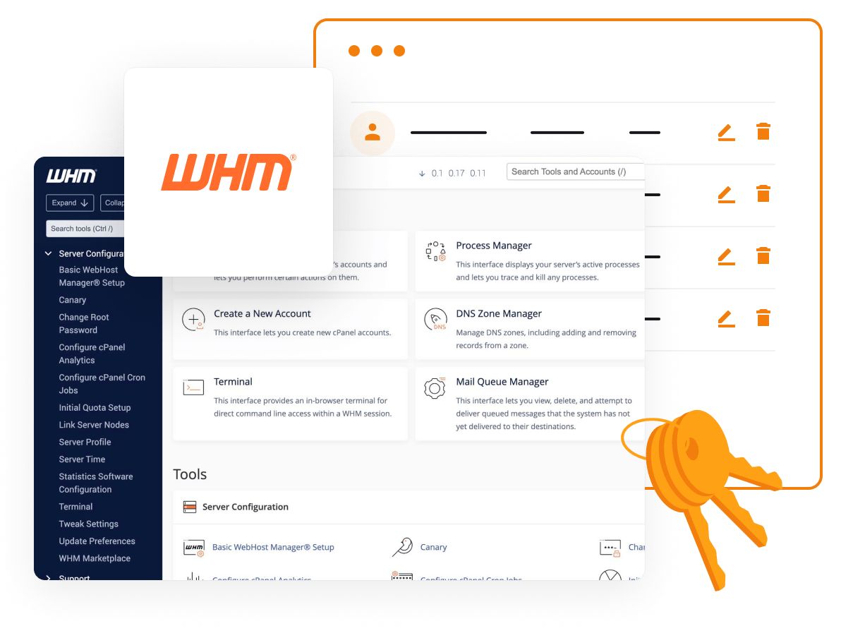 Control customer accounts via WHM control panel